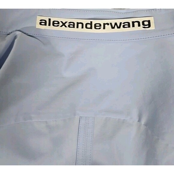 Alexander Wang Cinched Sleeve Button Down Shirt 100% Cotton Blue Women’s Sz 10 - Picture 4 of 9